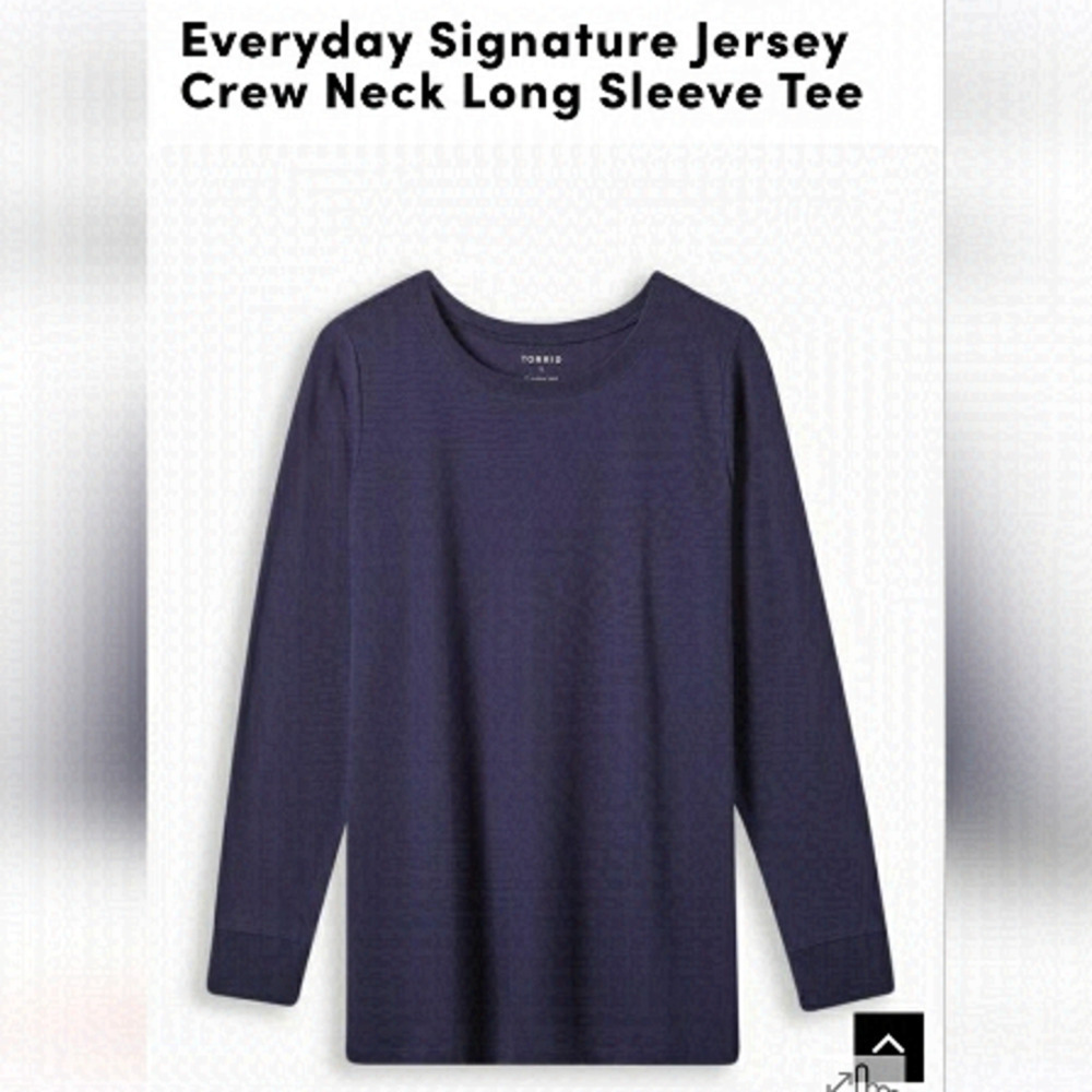 New Torrid Long Sleeve Tee everyday signature jersey crew Tee, blue sz 0x  L/XL
